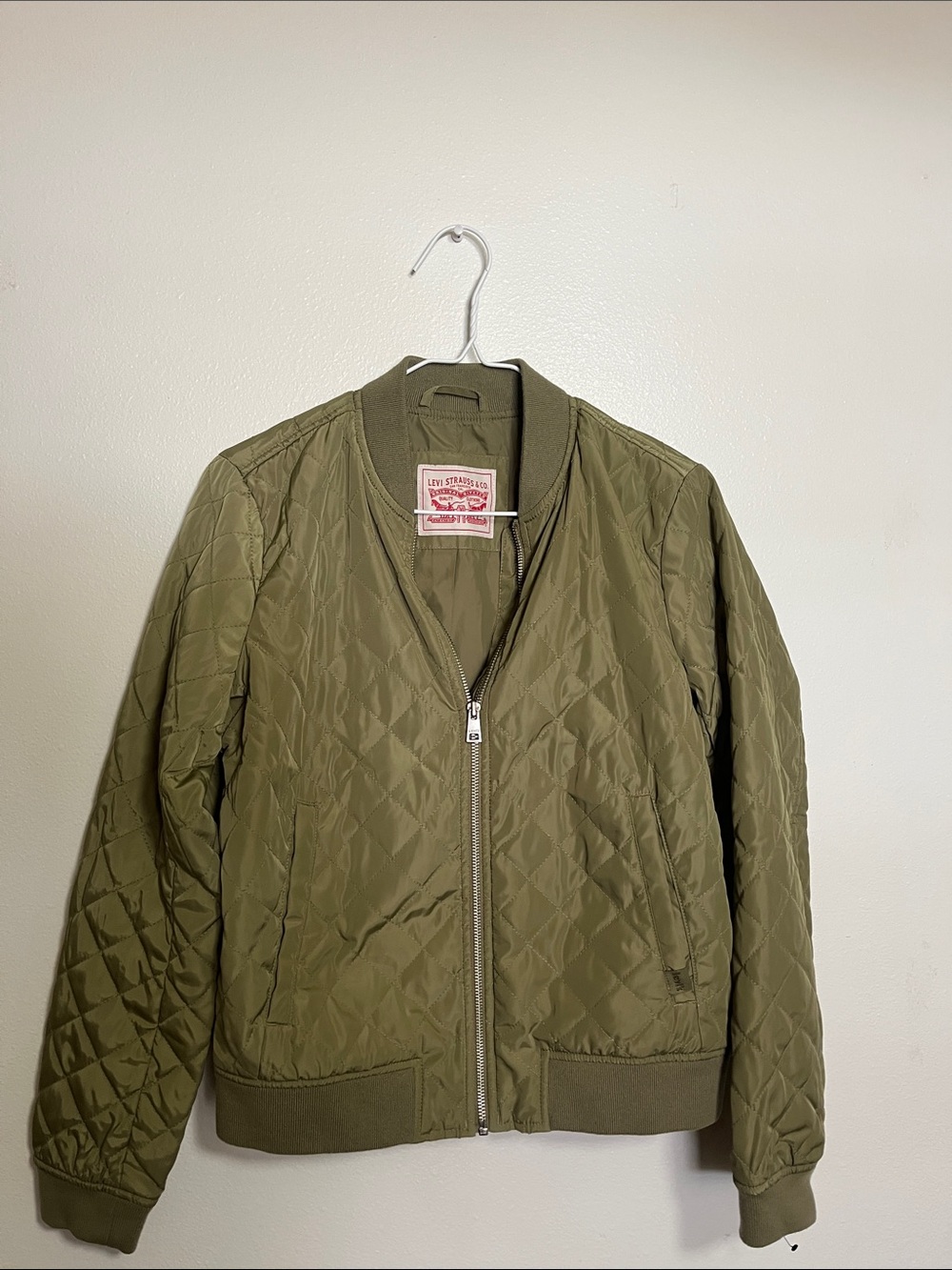 Signature by Levi Strauss Olive Quilted Bomber Jacket